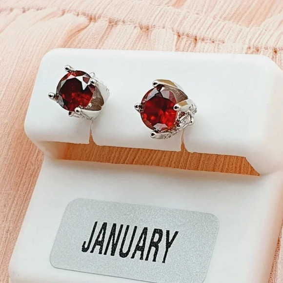 "Birthstone S925 Sterling Silver CZ Stud Earrings for Women/Girl, US19251040 - Picture 9 of 10